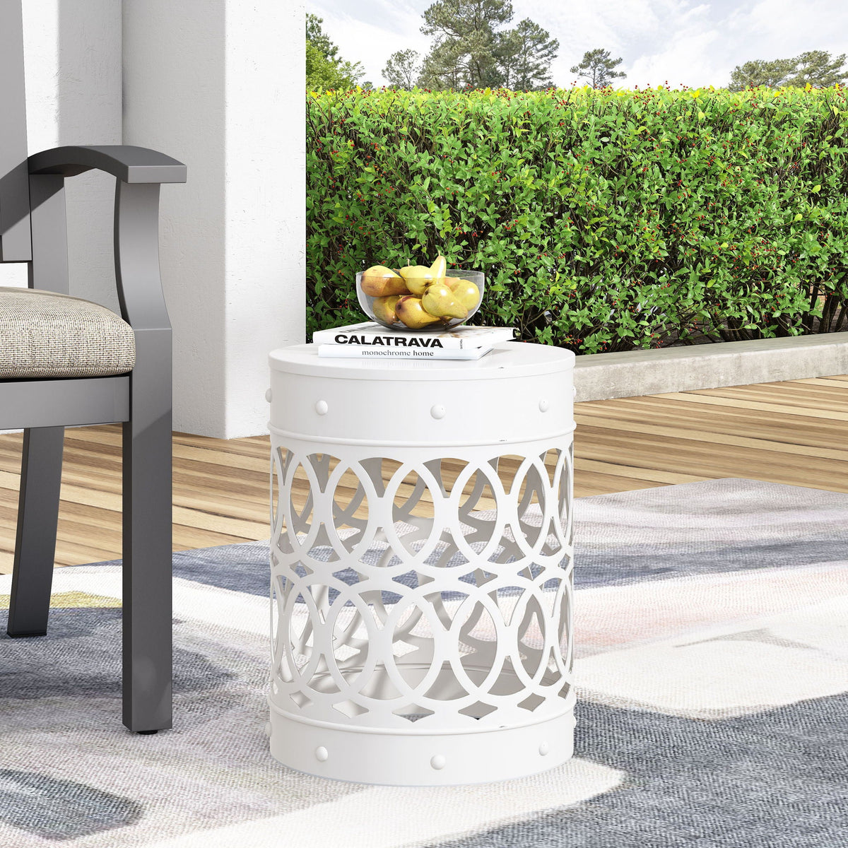 Outdoor Metal Large End Table with Modern Design - Multiple Colors