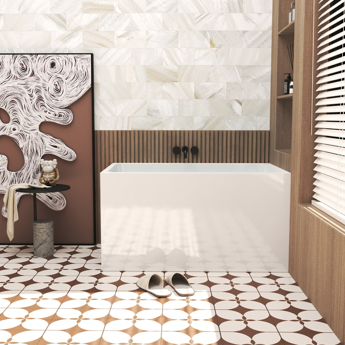 Gloss White Freestanding Bathtub with Drain – Rectangular Shape