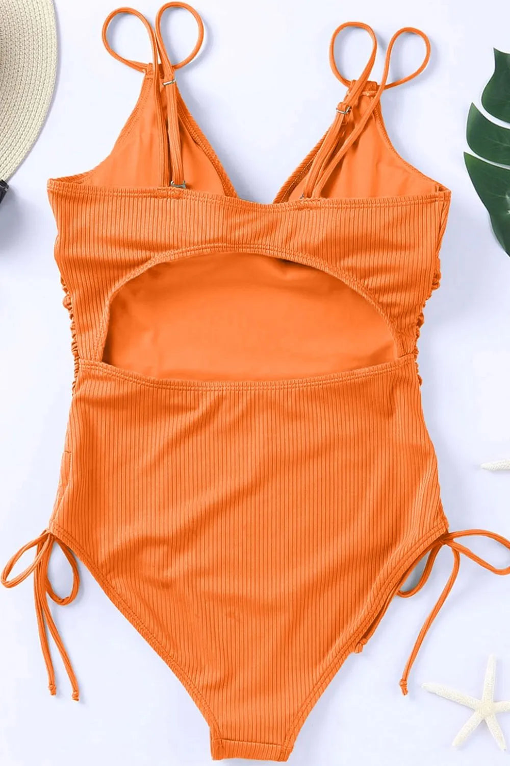 Drawstring Plunge One-Piece Swimwear