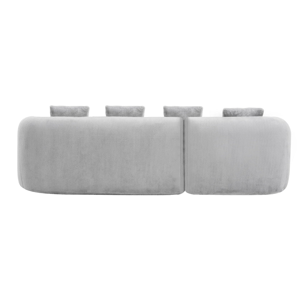 Modular L-Shape Sectional Sofa with Curved Chaise - Green, Beige, Gray