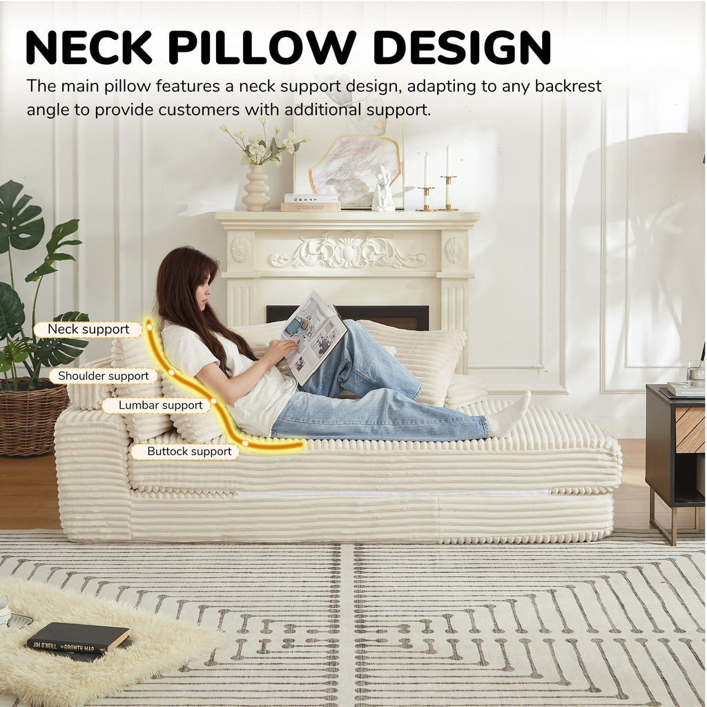Semi Circular 2 In 1 Sofa Bed with Neck Pillow - Beige, Black, or Dark Green