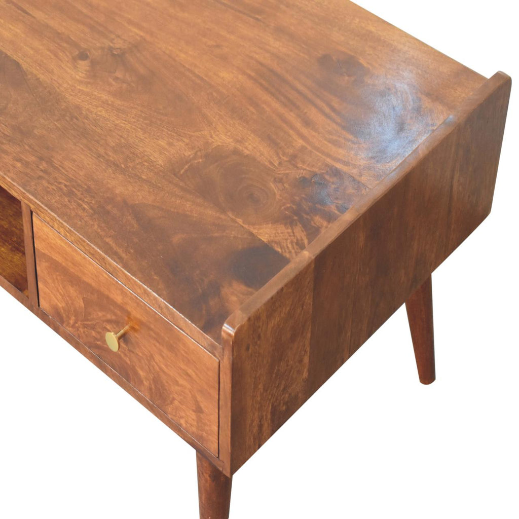 Elevated Chestnut Media Unit with Nordic Legs - Solid Mango Wood