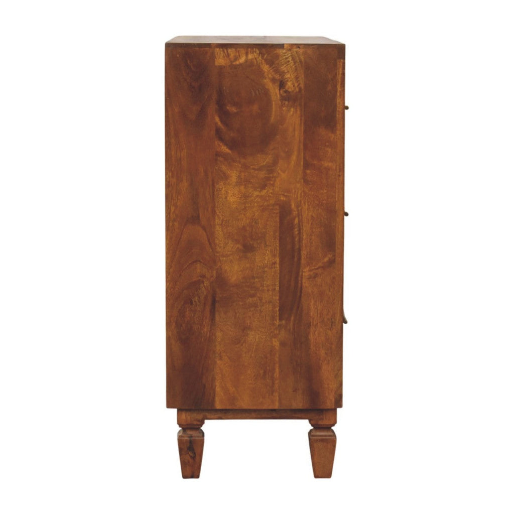 Solid Wood Cadiz Carved Chest with Handcrafted Detailing - Chestnut Finish