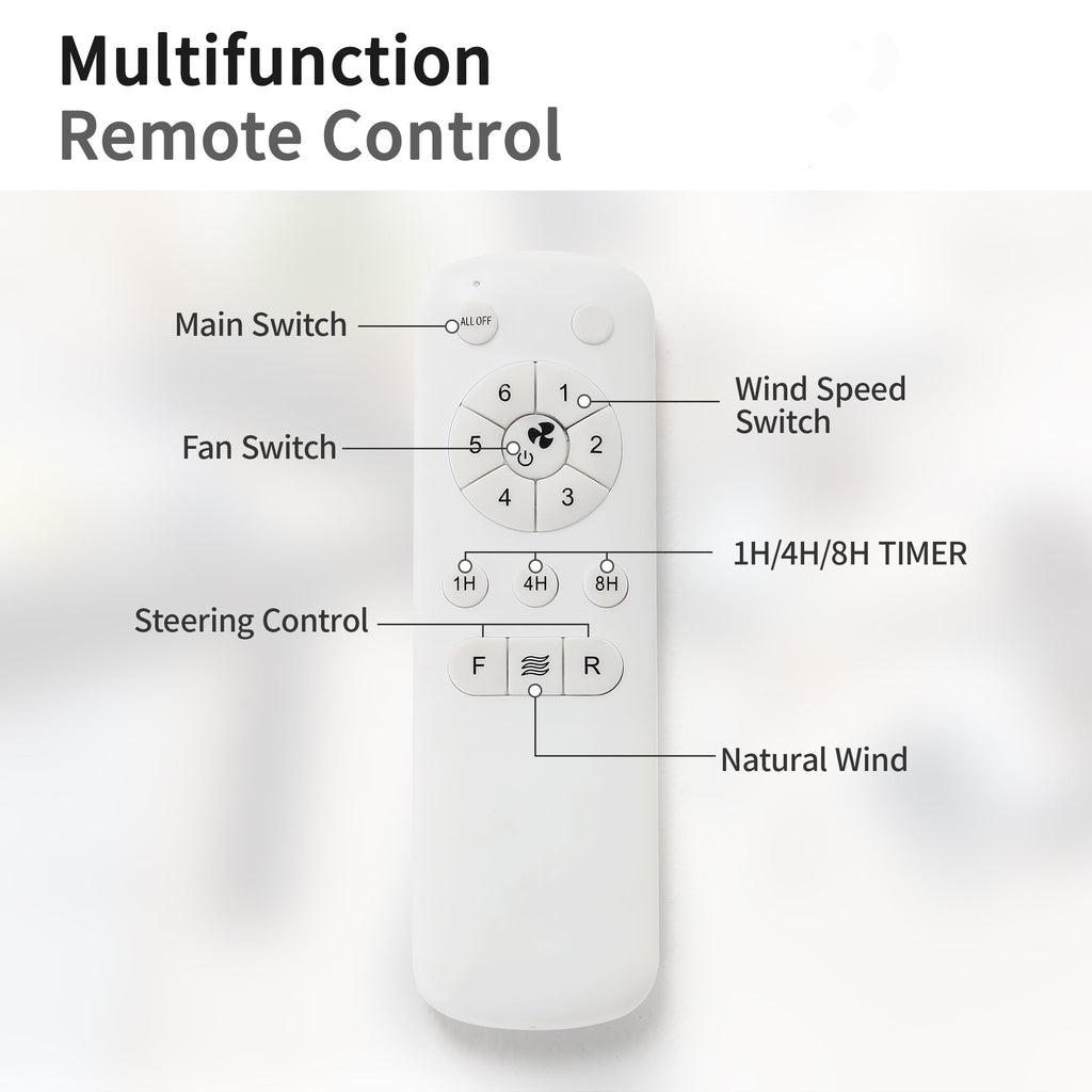 52 Inch Indoor Ceiling Fan with 6-Speed Remote and Reversible DC Motor - White