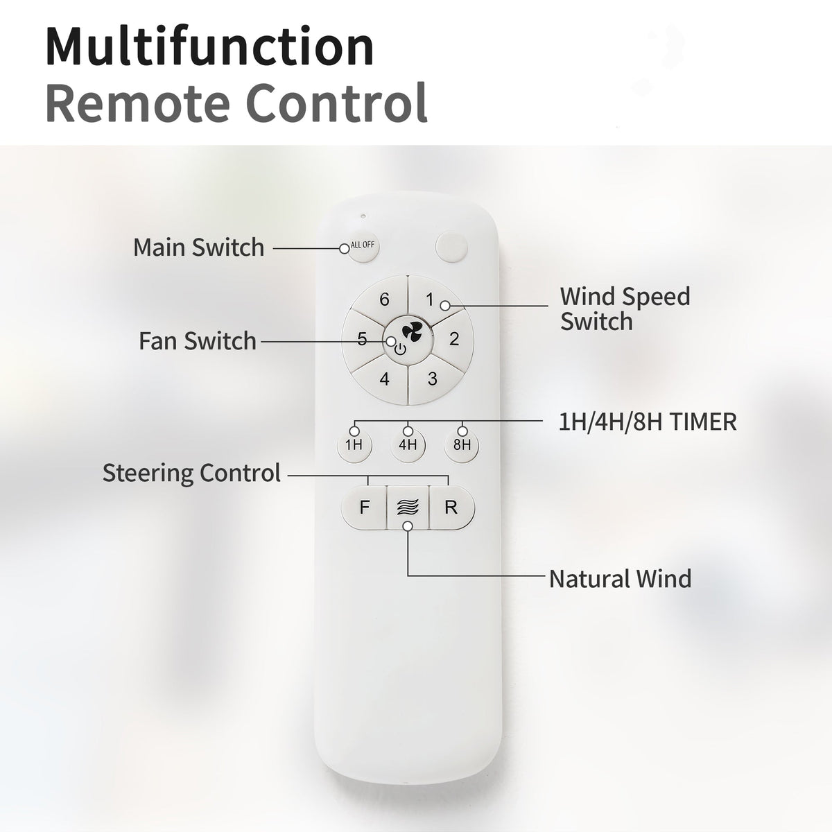 52 Inch Indoor Ceiling Fan with 6-Speed Remote and Reversible DC Motor - White