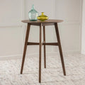 Mid-Century Modern Round Wooden Bar Table with Tapered Legs - Oak Finish