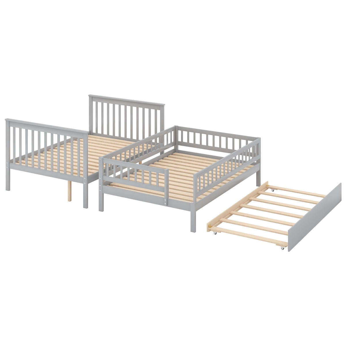 Bunk Bed with Staircase and Storage Options - Dark Gray or White