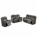 Contemporary Living Room Set with Manual Recliners - Dark Gray