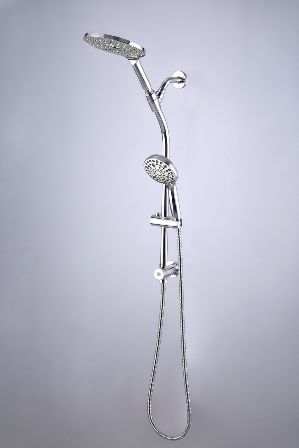 High Pressure Dual Shower Head Set with Adjustable Slide Bar - Silver