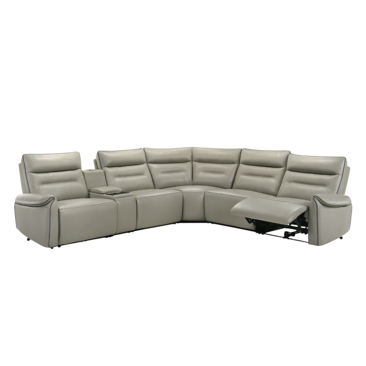 Power Motion Sectional Sofa with Cinematic Console - Light Gray