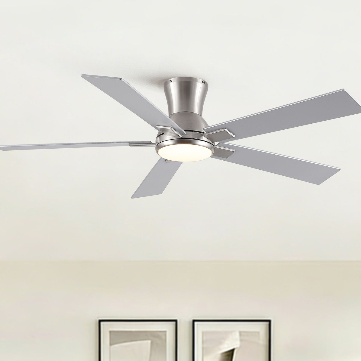 Reversible Quiet Motor Ceiling Fan Light with ABS Blades - Black