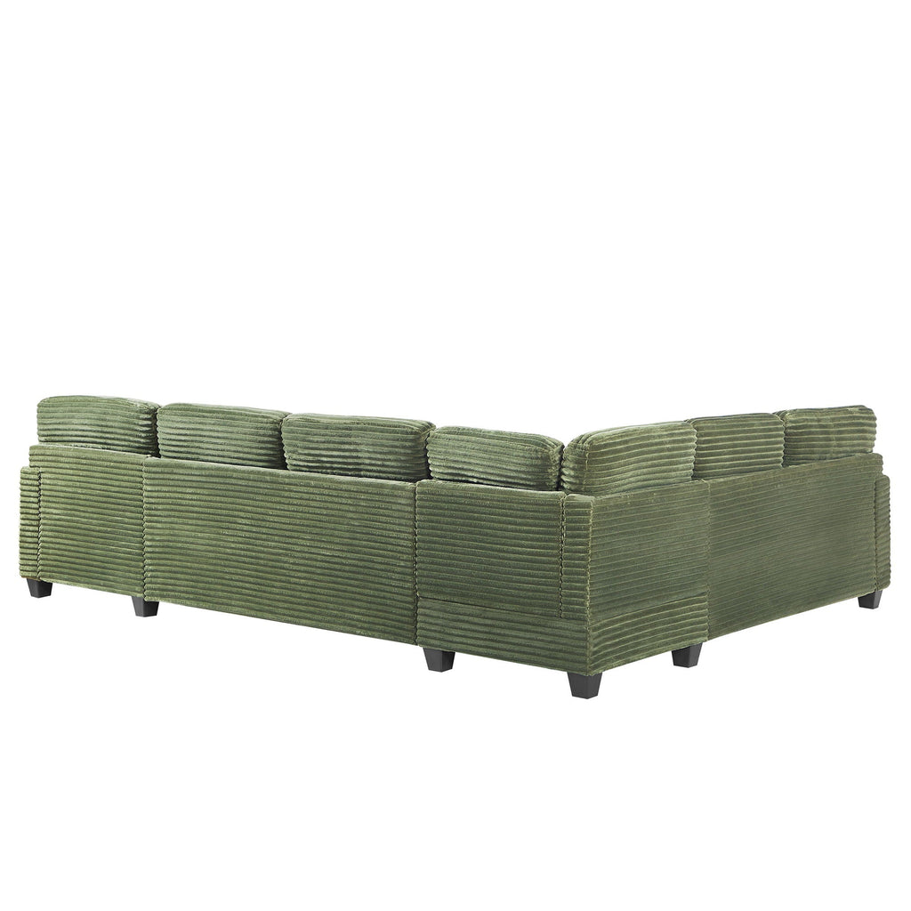 Upholstered U-Shaped Sectional Sofa with Movable Ottoman and Storage Pockets - Multiple Colors