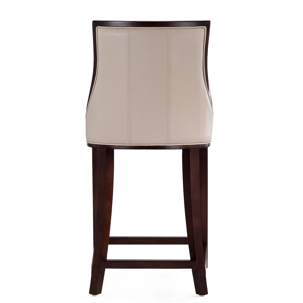 White Bar Height Stool with Solid Wood Frame - Traditional Design