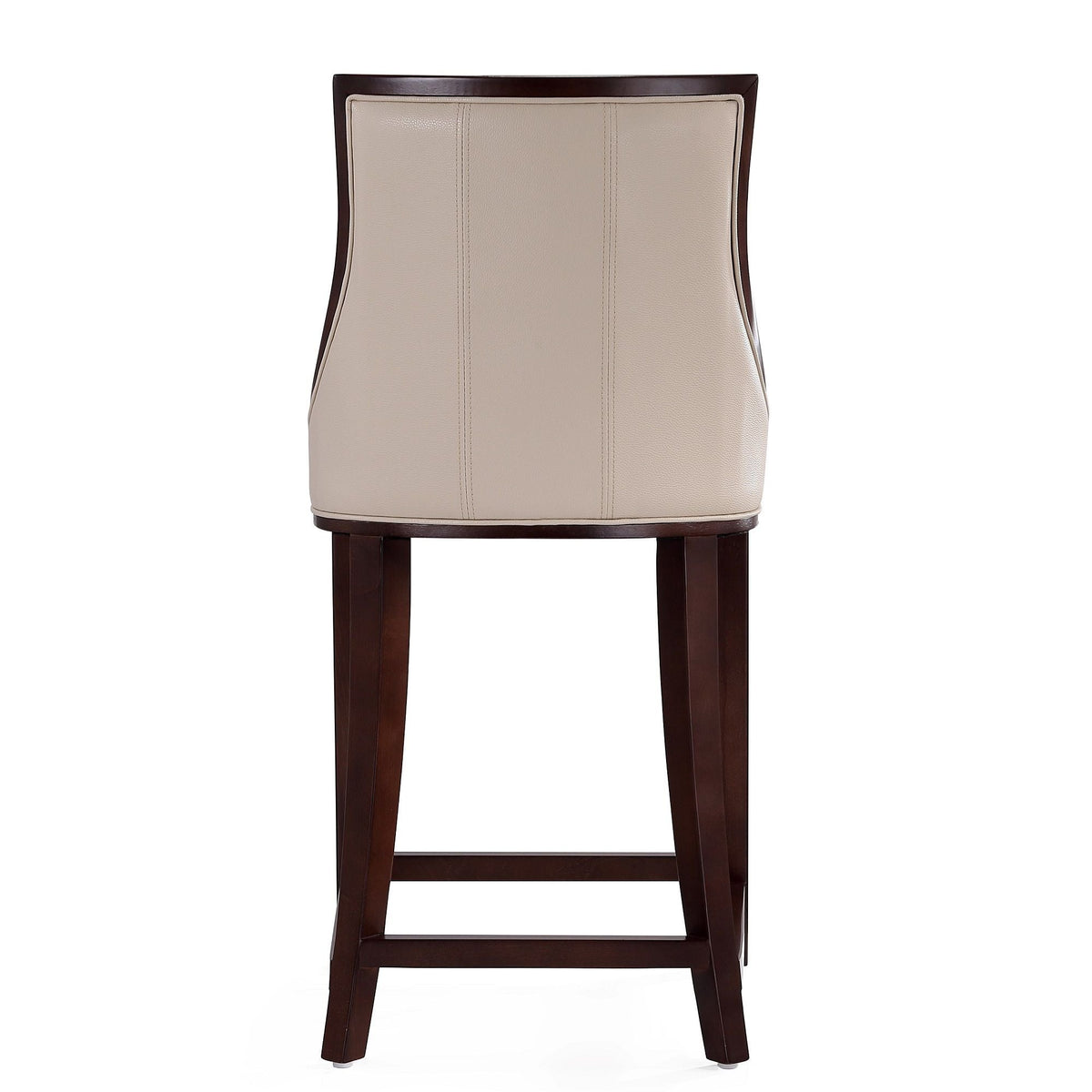 White Bar Height Stool with Solid Wood Frame - Traditional Design