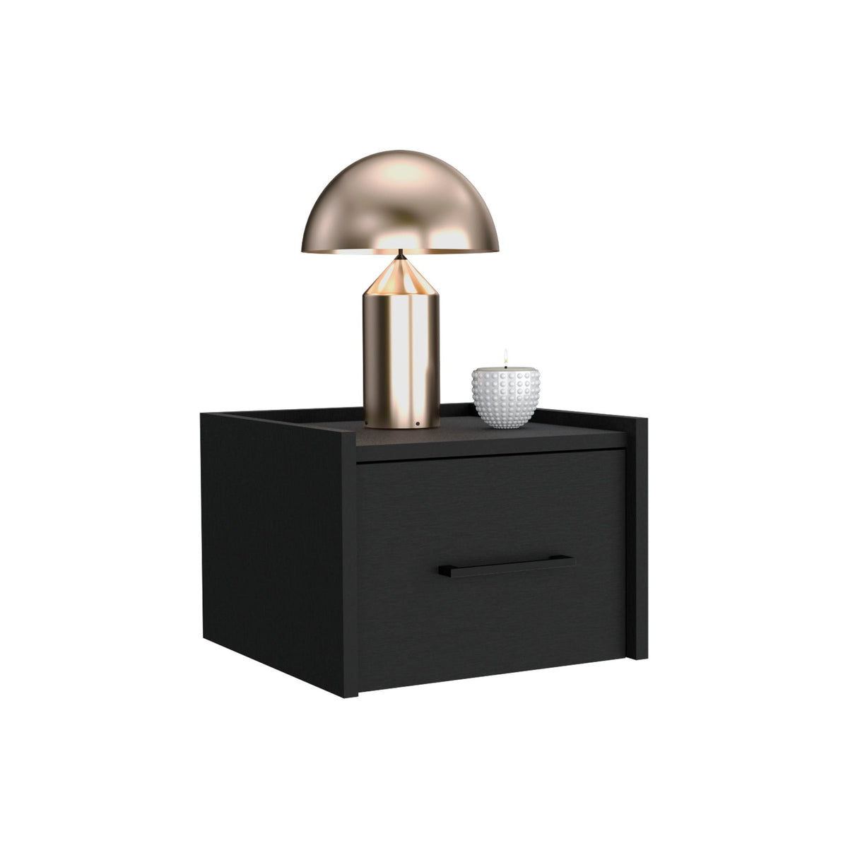 Floating Nightstand with Handy Drawer - Black
