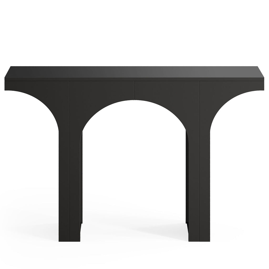 Black Console Table with Arched Base - Solid Wood & MDF