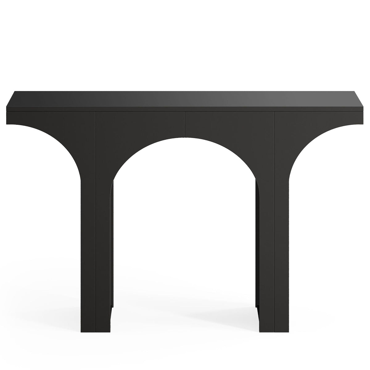 Black Console Table with Arched Base - Solid Wood & MDF