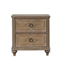 Oak Accent Nightstand with USB A & C Charging Ports - Rustic