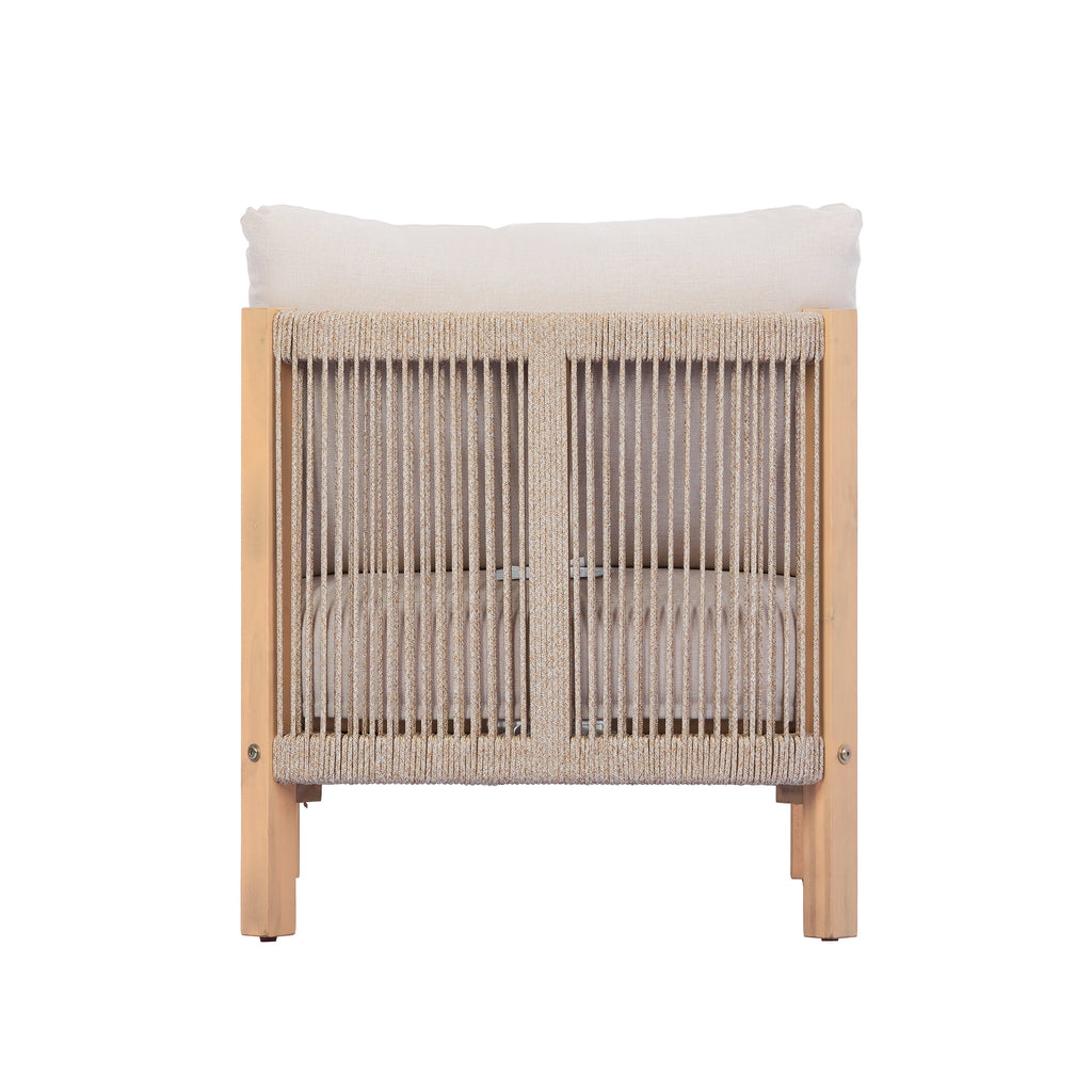 Acacia Wood Patio Club Chair Set of 2 with Rope Weave - Light Teak