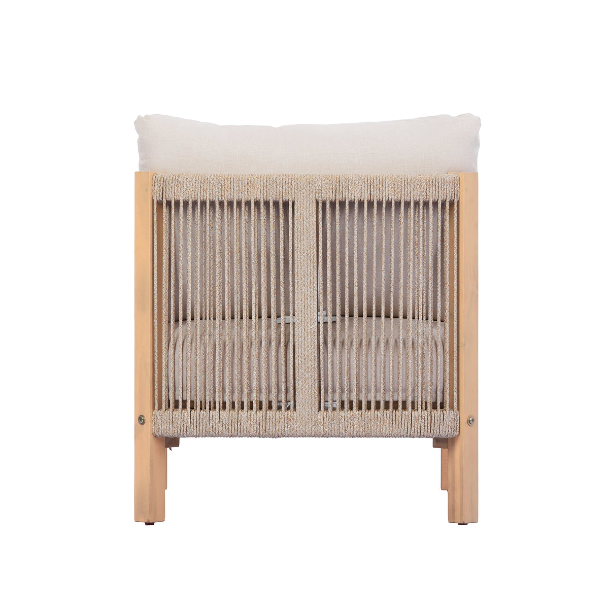 Acacia Wood Patio Club Chair Set of 2 with Rope Weave - Light Teak