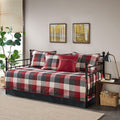 6 Piece Reversible Plaid Daybed Cover Set with Reversible Herringbone Design - Plaid