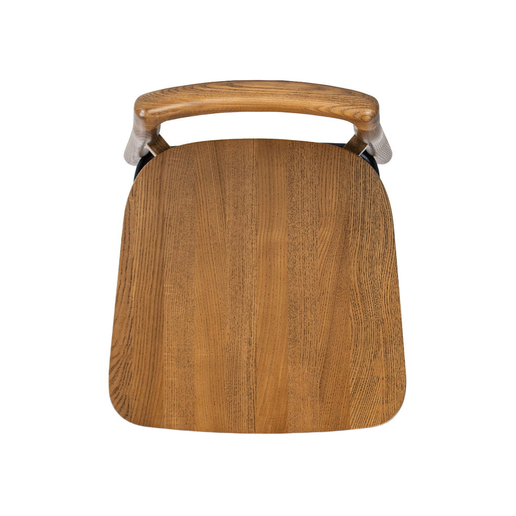 Modern Minimalist Low Back Counter Stool with Ash Wood Construction - Dark Brown Walnut
