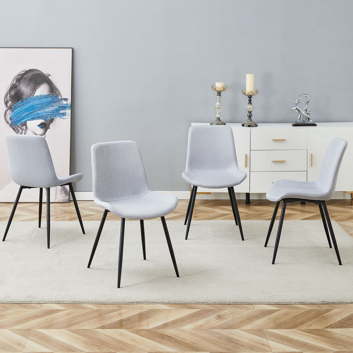 Modern Medieval Cushioned Chairs with Suede Backrest - Pearl Silver, White, or Gray