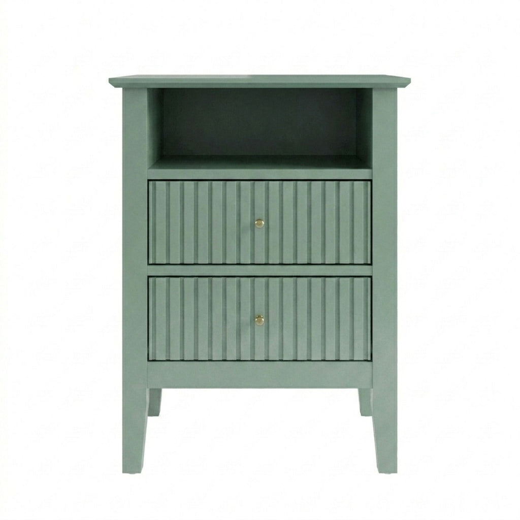 Fluted Nightstand with 2 Drawers and Soft-Close Slides - Multiple Colors