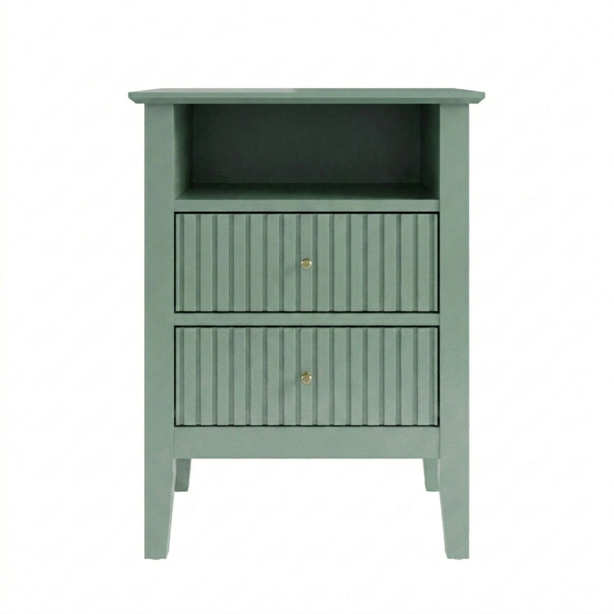 Fluted Nightstand with 2 Drawers and Soft-Close Slides - Multiple Colors