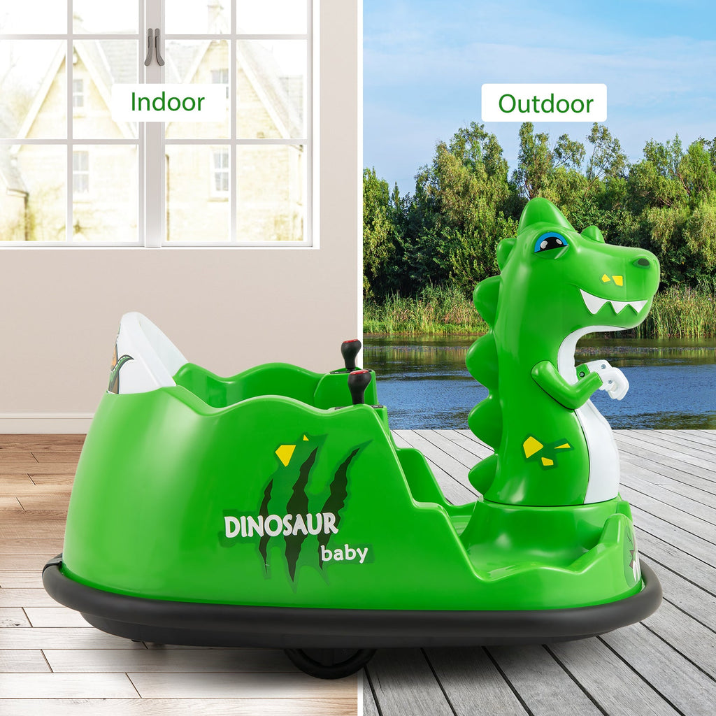 12V Bumper Car with Spray Function and Remote Control for Toddlers Aged 2-5-Green