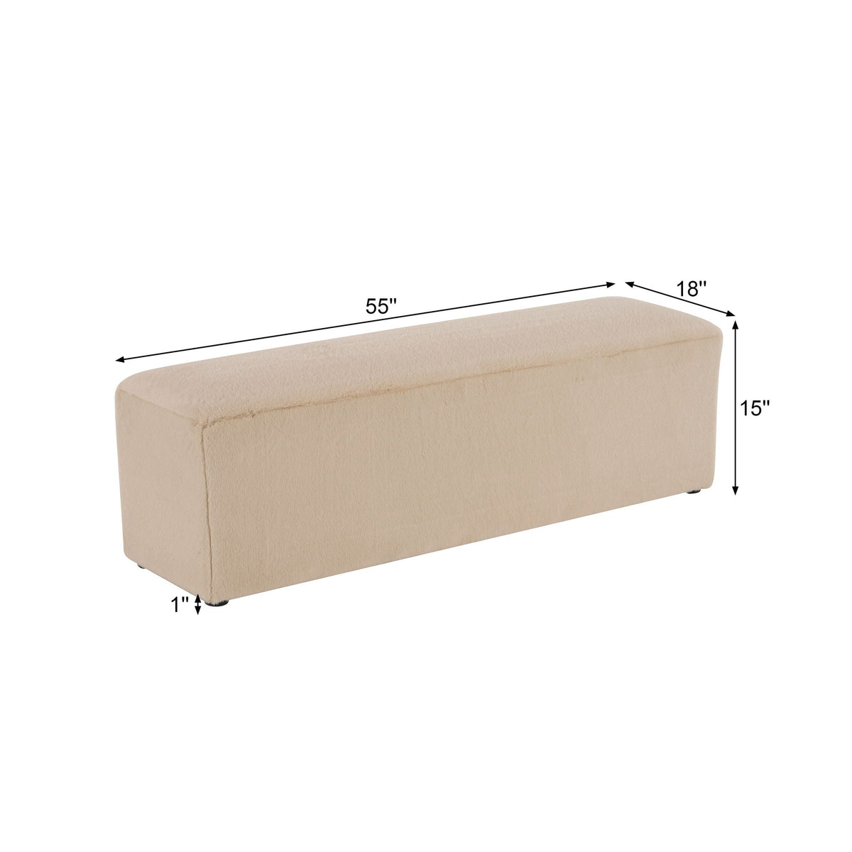 Long Plush Ottoman with Ergonomic Seat Height - Almond