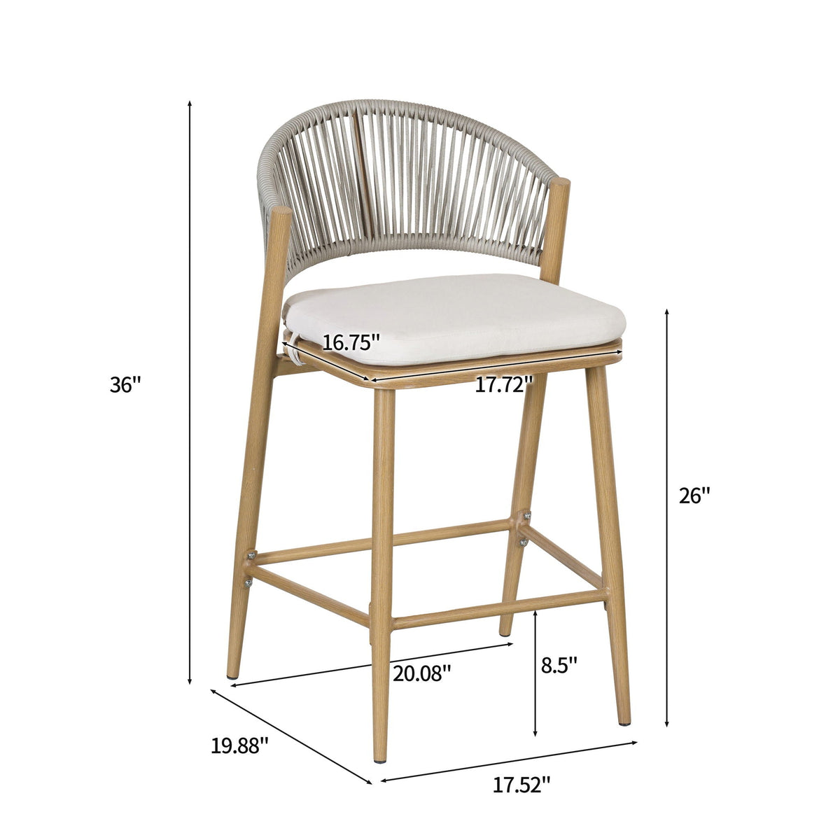 Outdoor 26" Counter Height Metal Frame Counter Stools