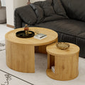 Modern Round Nesting Coffee Table Set of 2 with Wood Tops