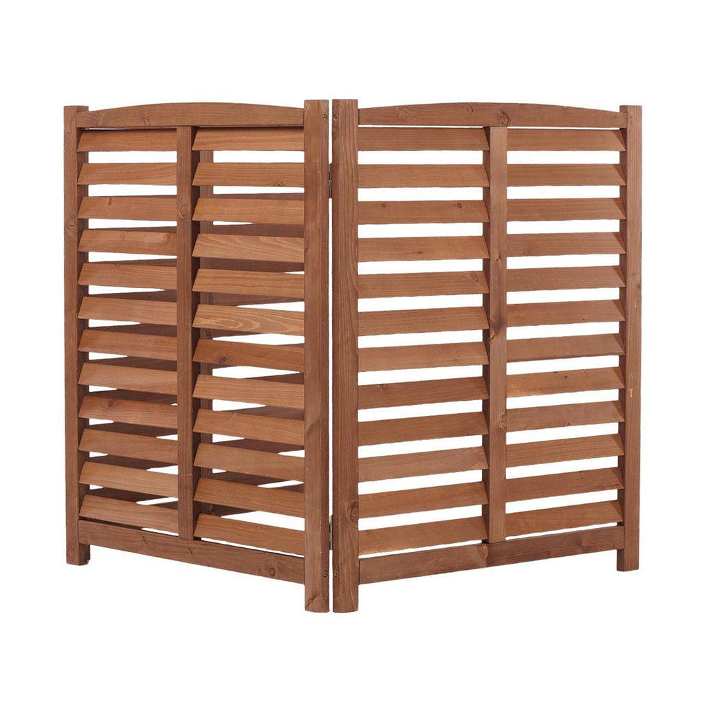 3 Panel Outdoor Wooden Air Conditioner Fence with Privacy Screen - Light Brown or Dark Gray