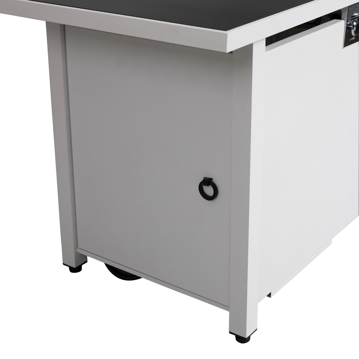 Outdoor Fire Pit Table with Lid - Steel & Stainless 50,000 BTU - White/Black