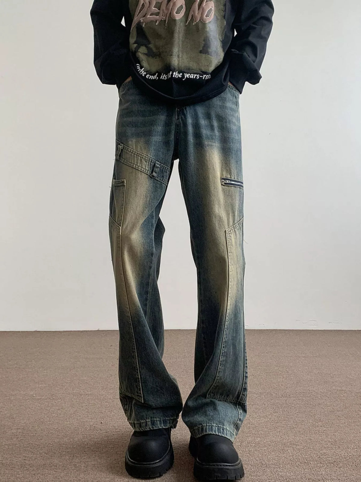 Men's Vintage Wash Flare Jeans