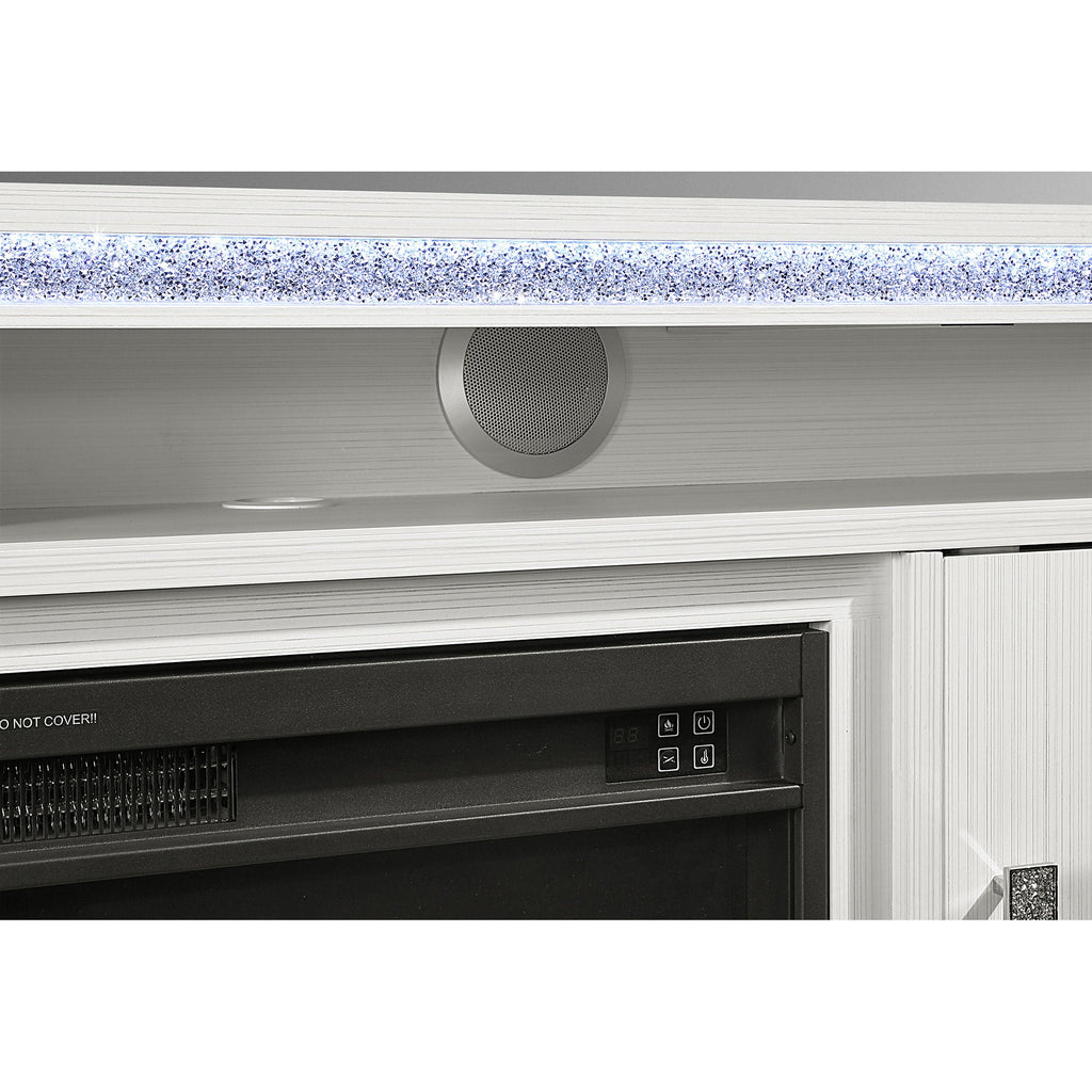 Fireplace TV Stand with Adjustable Temperature and LED Options - Dark Gray or White