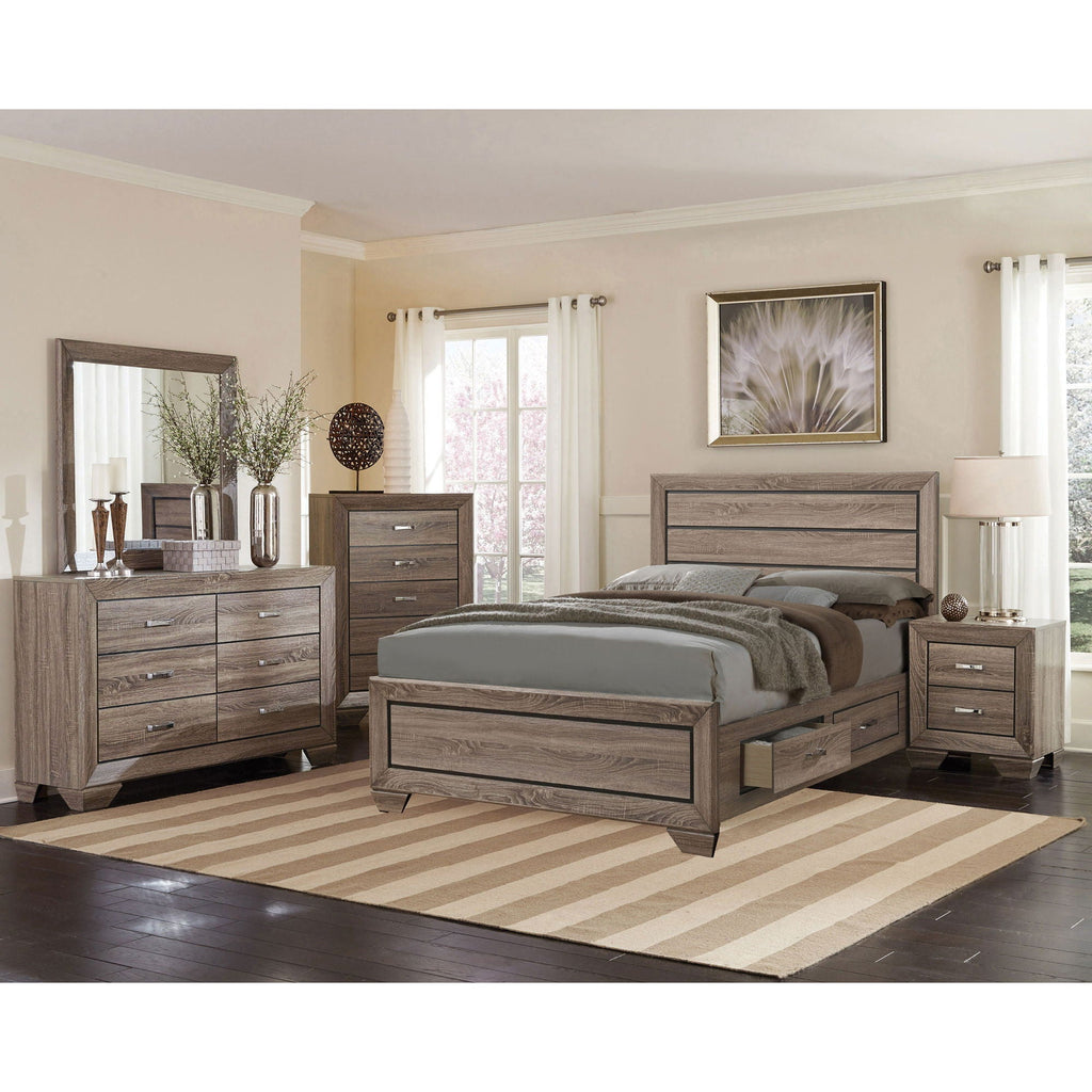 Oatfield Panel Bed with Slatted Design - Dark Brown