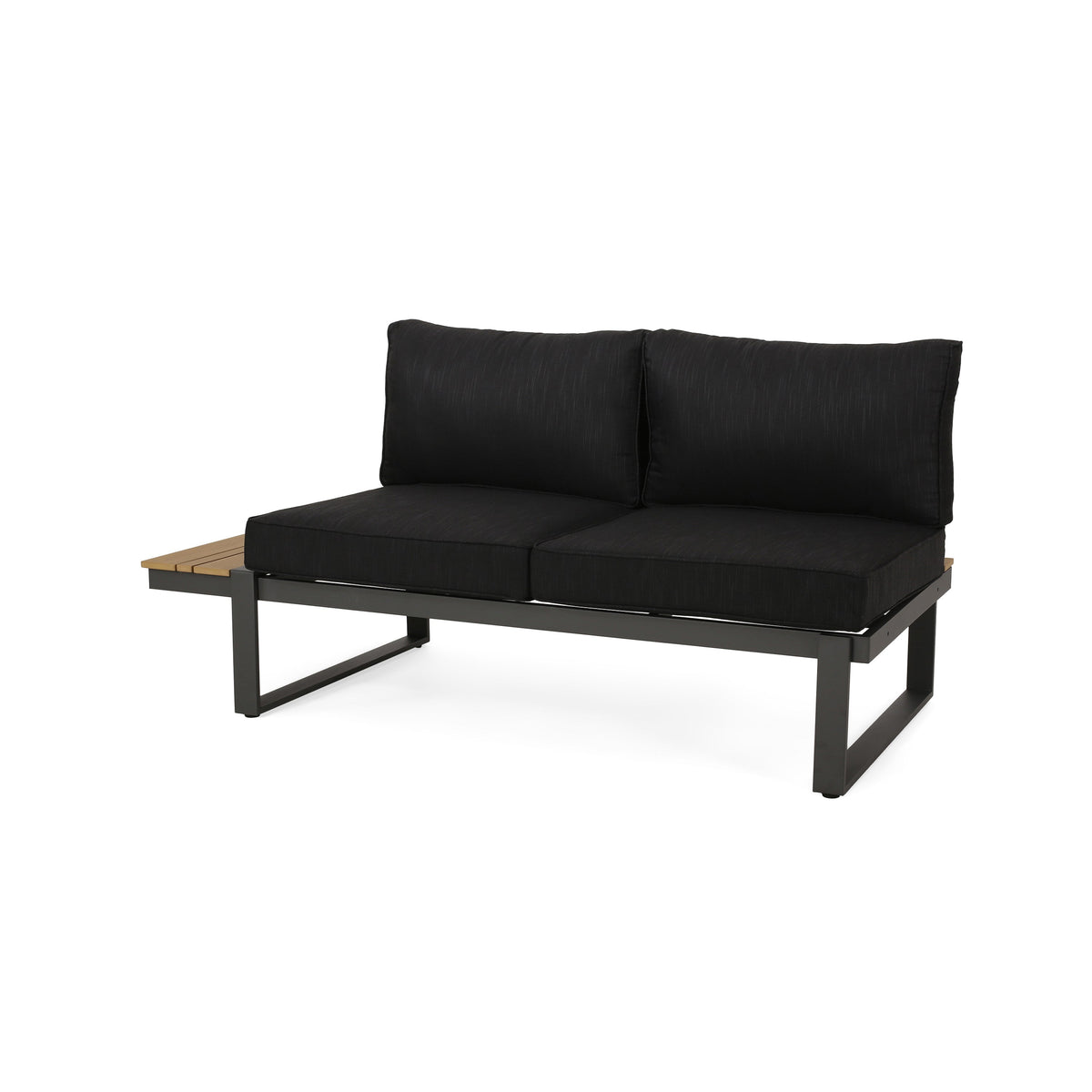 Sterling Left Arm Sofa Seater with Aluminum & Acacia Wood - Dark Gray
