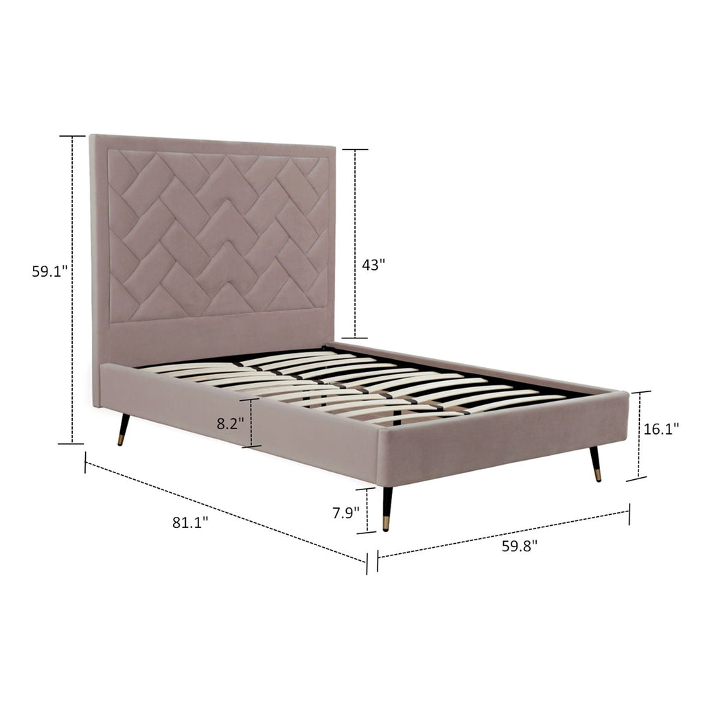 Upholstered Bed with Headboard and Slats - Multiple Colors