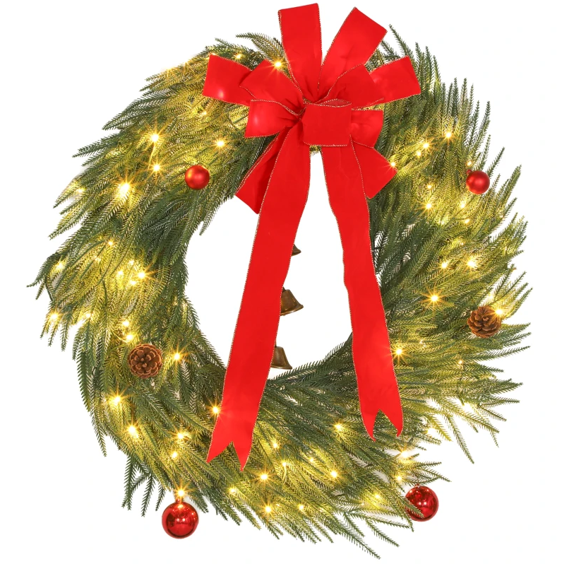 Christmas Wreath with LED Lights for Front Door