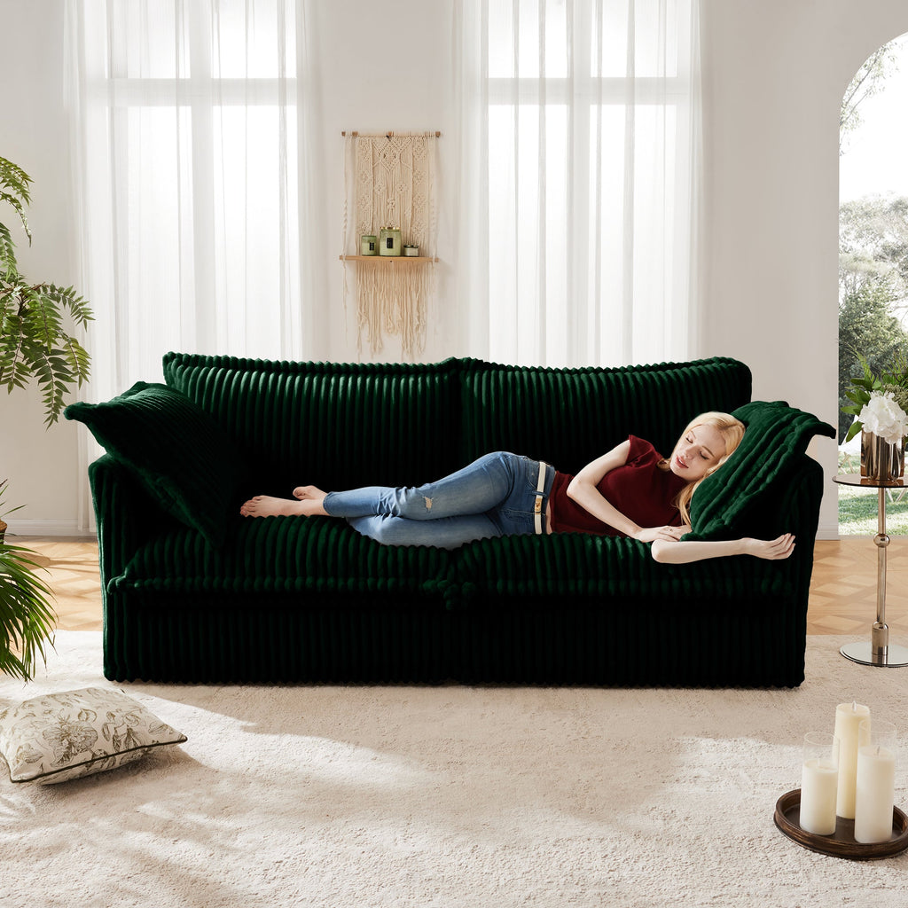 Modern Slipcovered 2-Seat Sofa with Removable Covers - Corduroy