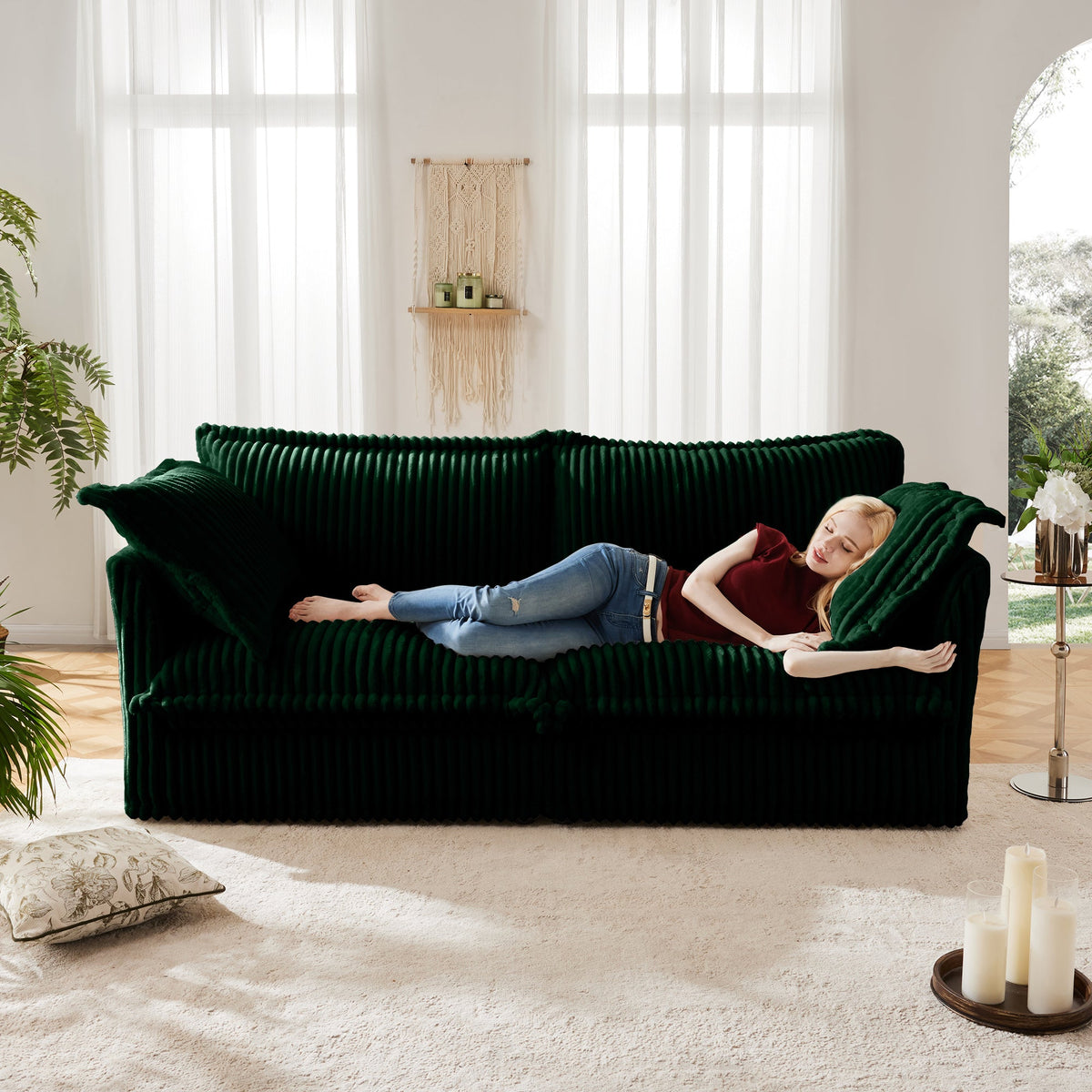 Modern Slipcovered 2-Seat Sofa with Removable Covers - Corduroy
