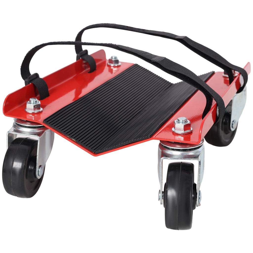 Heavy Duty Snowmobile Dolly V Slide with Swivel Casters - Steel, Red