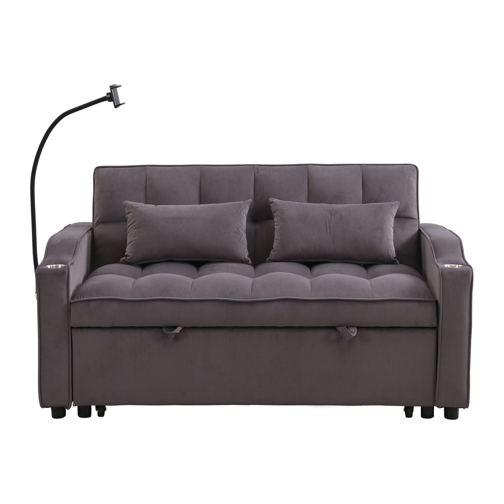 Modern Loveseat Futon Sofa with Pullout Bed and Adjustable Backrest - Multiple Colors