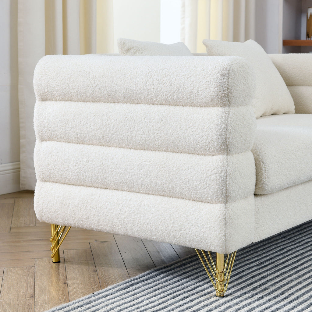 Oversized 2 Seater Sectional Sofa with Deep Seating and 2 Pillows - Dark Green or Beige