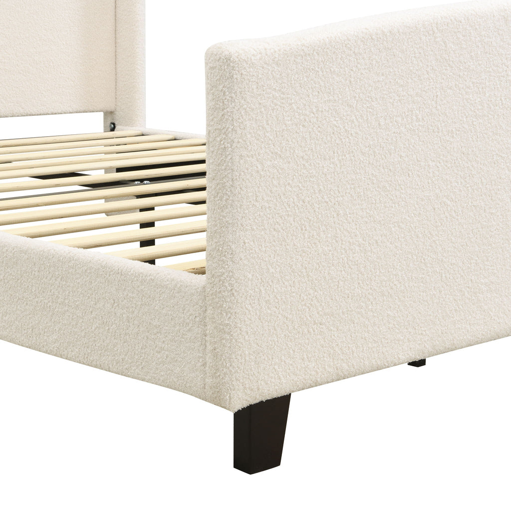 Platform Bed Frame with Tall Headboard and High Footboard - White or Gray