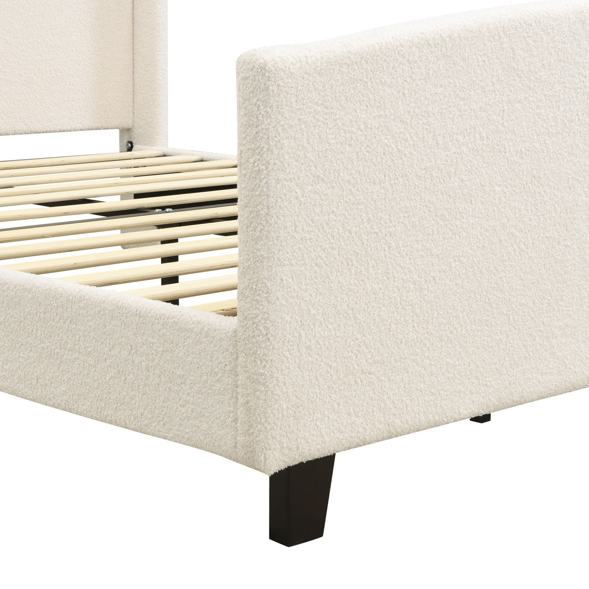 Platform Bed Frame with Tall Headboard and High Footboard - White or Gray