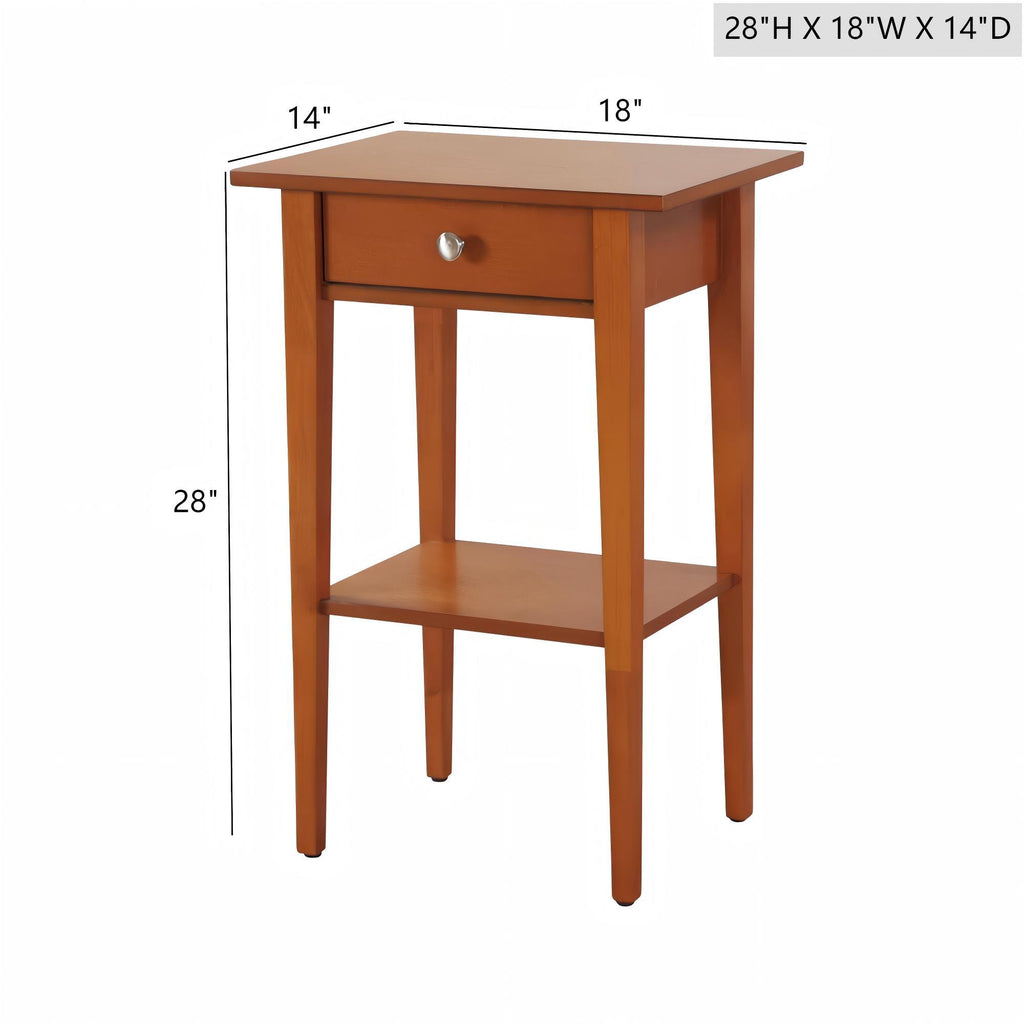 Wood Nightstand with Drawer and Shelf - Multiple Colors