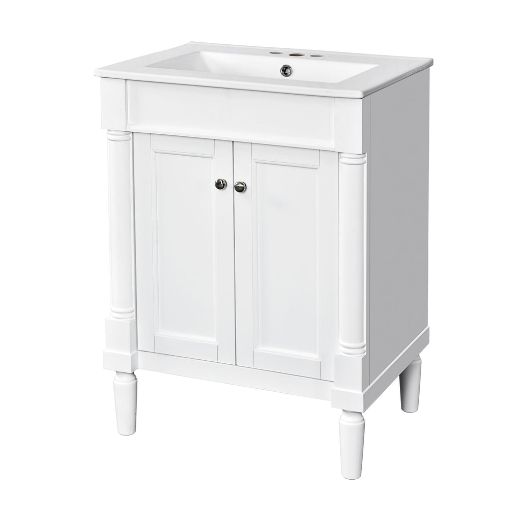Bathroom Vanity With Top Sink and Two-Tier Storage Cabinet - Multiple Colors